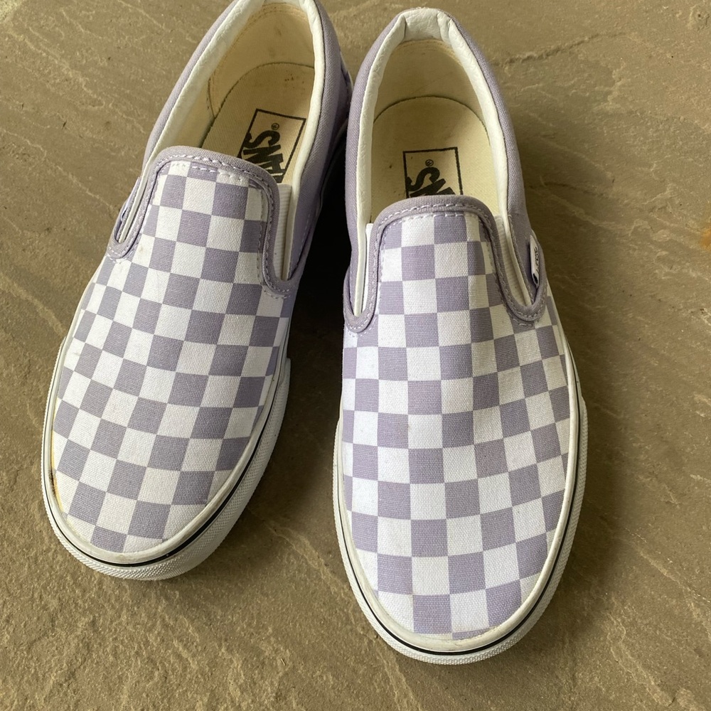 Purple checkered Vans slides women’s size 7. Excellent used condition, worn once